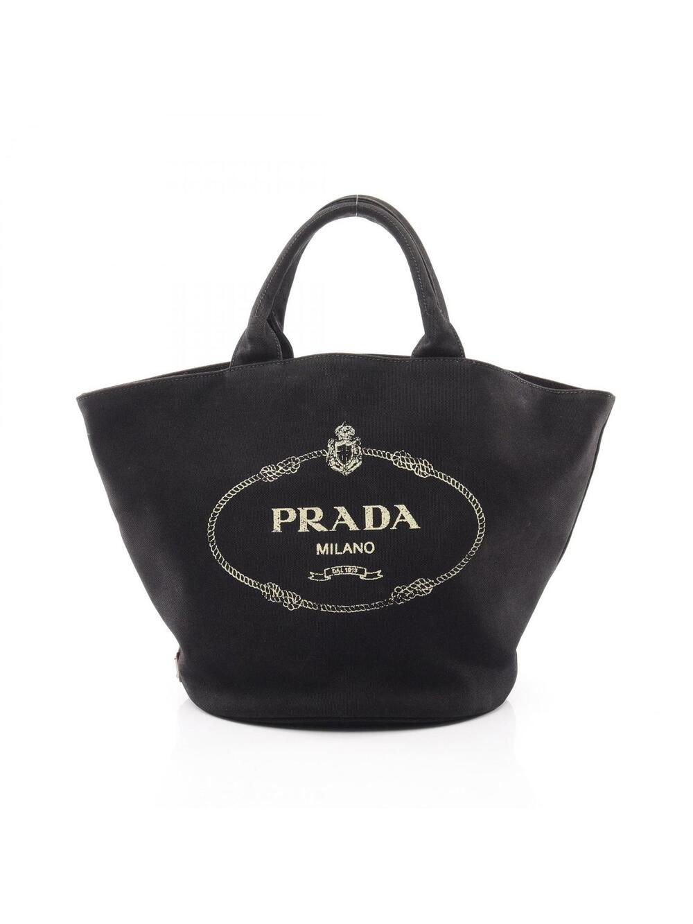 Prada Canapa Hand Tote Bag Canvas Black #362843P61B